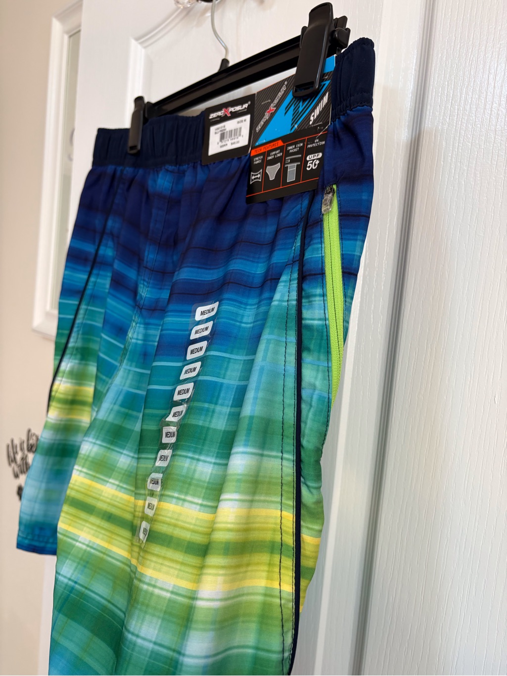 Men's Ombre Blue-Green Stripe Swim Trunks — image 4 of 6